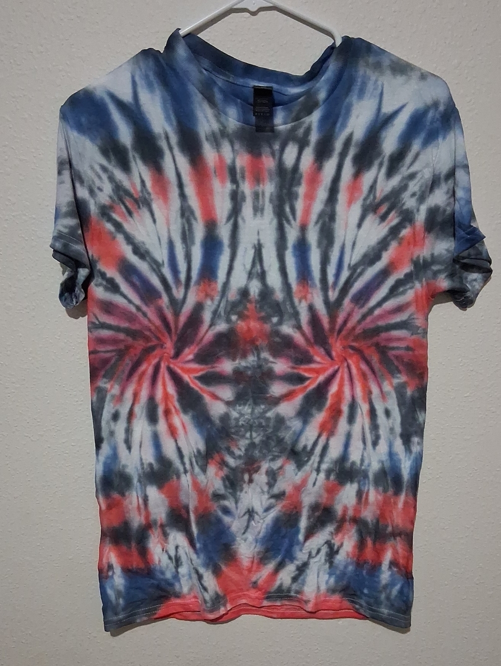 Tie-Dye Short Sleeve T-Shirt - Red, Blue & Black